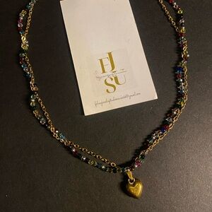 Elegant Gold Plated Titanium and Multicolor Swarovski Crystals Necklace